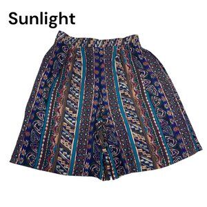 Vintage 90s Southern Lady Women Size L Rayon Elastic Waist  Pleated Front Shorts